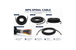 MPG Spiral Cable 17 Cores 21 Cores Rotary Encoder Retractable Cable High Flex Manual Pulse Generator Coiled Cable