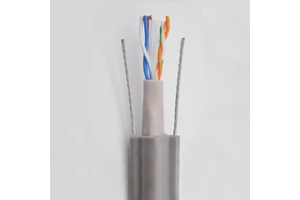 Premium Solid CAT6 Elevator Composite Flat Cable 2 Steel Wires PVC Insulation Jacket IP65 Rated | 10G High-Speed Traveling Data