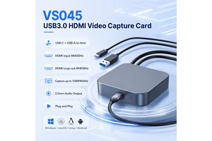 USB3.0 HDMI Capture Card 1080P60 4K30 Loopout USB-A&Type-C Dual Plug 3.5mm Stereo Audio Out Driver Free for Live Streaming