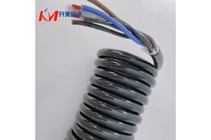 3-core 4-square Kai Mei Cable RVUT Model Copper Conductor PU Jacket Elevator Telescopic Spiral Cable 16 AWG 300V -40 +85 Black