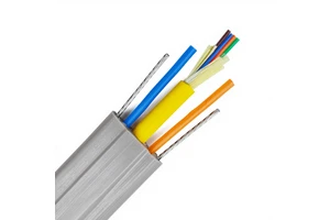 Flat Elevator Optical Fiber Cable OM4 4 Core PVC LSZH Jacket 2xGi Steel Wires IP67 Rated Low Voltage Oxygen-Free Copper