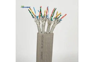 High Quality Custom Shielded Copper Industrial PE Flat Elevator Cable Hot Sale 4*CAT6 Elevator Lifts Parts Travelling Cable