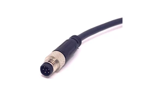 Waterproof Male Straight Encoder Cable M8 6 Pin with PVC Black 30CM