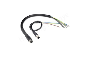 Single End M12 L Code 5 Pin 4+PE PVC Cable IP67 Waterproof Straight Male/Female Connector for Industrial Automation
