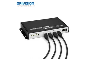 Professional 4-Ch HEVC H.265 HDMI to IP Encoder Support 4K SRT RTMP RTMPS ONVIF with OLED Screen for Multi-Platform Live Stream