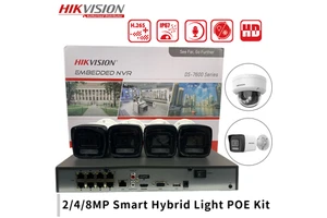 Hikvision POE CCTV Kit DS-7604NXI-K1/4P NVR+DS-2CD1043G2-LIU 4MP Smart Hybrid Light Cameras Built-in Mic Outdoor Security System
