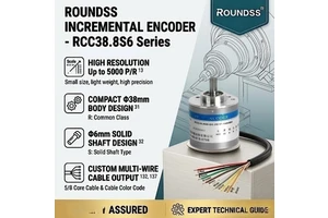 ROUNDSS Incremental Rotary Encoder RCC38S6 6mm Solid Shaft 1000-5000 PPR DC5-30V Optical Encoder 6000r/min 0-100kHz for CNC