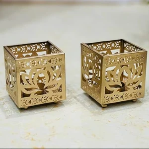 Top Selling High Quality Modern Gold-Plated Customizable Metal Irregular Tray Home Decor Diwali Decorations Votive Diya Holder