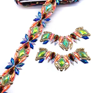 2026 Miami Carnival Costumes Jewelry Colorful Resin Appliques Iron-On Motif Rhinestone Trimming for Dress Making
