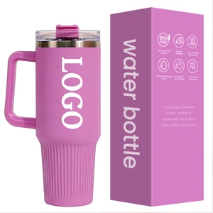 Customizable Bulk 40oz Tumbler With Handle & Straw, Double Wall Stainless Steel Insulated Mug For Promotional Gifts