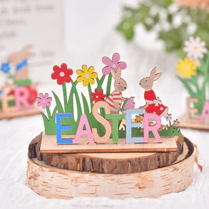 New Creative Wooden DIY Easter Handicrafts Easter Bunny Home Decoration 3D Ornaments