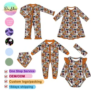 Baby Dress Children's Pajamas Halloween-Themed Print Twisted-Style Headscarf Kids' Sleepwear Bamboo Fiber Products