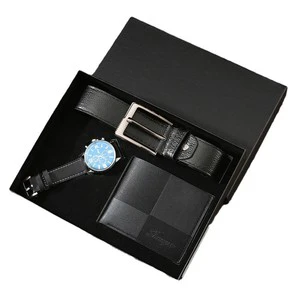 Men's Eco-friendly Exquisite Gift Set for Father's Day Leather Belt Wallet Watch Modern Simple Business Fashion Welcome Gifts