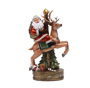 New Christmas Products Santa Claus Merry-go-round Glowing Music Box Christmas Gift Resin Decorations