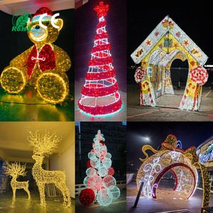 High Quality Iron Gift Box Santa Claus Creative Lighting Outdoor Waterproof Customized Halloween Christmas Home Decorative