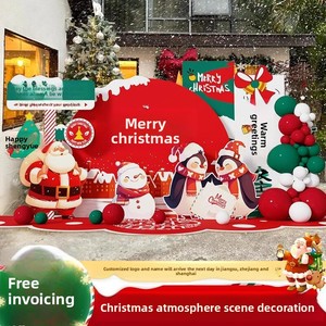Custom Modern Christmas KT Board Backdrop Balloon Kit Digital Print Waterproof Reusable Mall Kindergarten Xmas Party Photo Booth