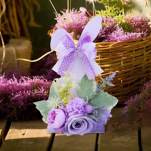 Factory Price Easter Decoration Wooden Crafts Easter Day Bunny Artificial Flower Eggs Decoration Easter Party Table Decoration
