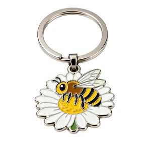 Custom Flower Metal Keychain Personalized Enamel Key Ring Alloy Key Holder for Gift Cute Floral Charm for Gift