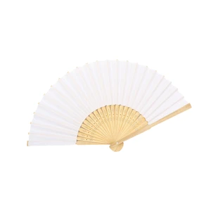 Wholesale Eco-Friendly Foldable Bamboo Paper Hand Fan (Pyramid Style) Blank For Chinese New Year Wedding Favors DIY Art Carved