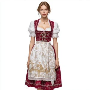 Women's Adult Polyester Oktoberfest Dirndl Dress for Beer Festivals Halloween Carnival Bavarian Traditional Costume Costumes