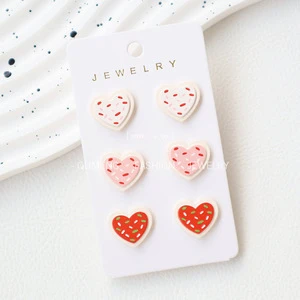 Factory Wholesale Valentine's Day Sweet Heart Cookie Earring Set Cute Acrylic Jewelry Romantic Hot Selling for Women