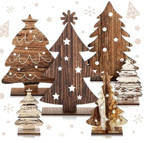 Wholesale Luxury Natural Wooden Snowman Christmas Tree Table Signs Eco-Friendly UV Printed Glossy Finish Home Decorations Gift