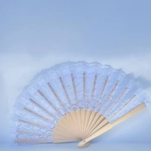 Wooden Hand Fan with Lace Design Hotsale Small Moq Promotional Gift
