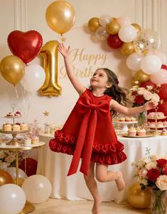 MQATZ Luxury Flower Girls Dresses Solid Color for Birthday Performance Sleeveless Party Gown Girl Christmas Dress
