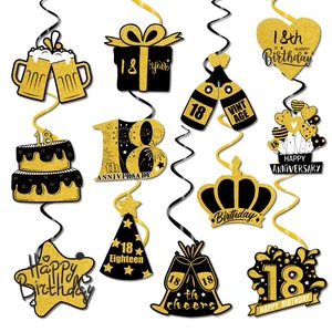 18-80 Years Glitter Happy Birthday Party Supplies Black Gold Decorations Spoof Funny Wedding Anniversary Decorations