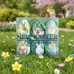 Set of 6 Colorful Foam Easter Hanging Eggs Children's Festive Indoor Home Decor for Birthday Parties Paper Bag Packaging