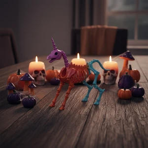 Halloween Decoration Skeleton Funny Spooky Figurine Toy Haunt House Prop Unicorn Skeleton Scary Indoor Outdoor Halloween Decor