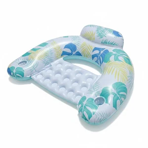 Inflatable Pool Float Chair Adult Portable Blow Up Pool Float Lounger With Cup Holders
