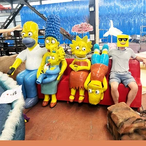 Realistic Cartoon Character Customized Life Size Cartoon Figure Animatronic Fiberglass Bench Seat For Shop Mall Decoration