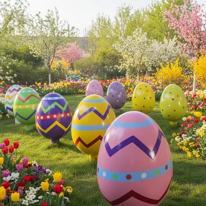 Fiberglass Easter Bunny Egg Large Giant Durable Waterproof UV-Resistant Outdoor Hotel Decoration for Spring Easter Holiday Props