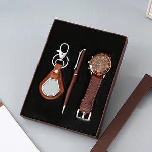 Luxury Father's Day Corporate Gift Set - Engraved Leather Wallet, Pen & Wooden Box - Bulk Order for Employees/Clients