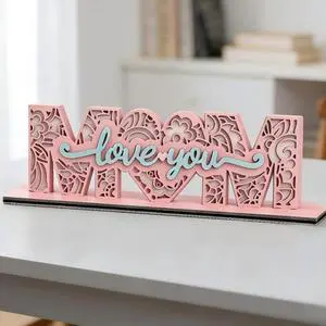 Mother's Day MOM Three-dimensional Desktop Ornament I Love You Heart-shaped Holiday Gift for Mom