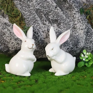 Vintage Easter Day Item Products Decor Small White Novelty Porcelain Bunny Rabbit Figurines Designs Decorations Ideas for Sale