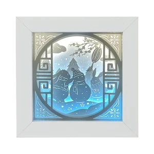 Gift for New Year 2026 Christmas Gift Set 2026 Wholesale Paper Cut Light Box Modern Wall Lamp Hanging Lights Home Decor