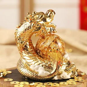 Custom Dragon Water Globe Chinese New Year & New Year Decoration Resin Snow Globe Gift with Lifelike Hand-painted Model
