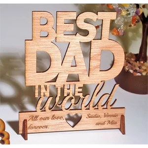 Happy Father's Day, Unique Wood Board Gifts for Dad, Greeting Present,Thank You Card