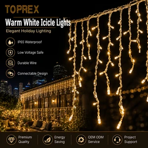 Topdecoration Durable Green Purple LED Icicle String Lights for Spring Easter Garden Flower Bed Landscape Festival Lighting IP65