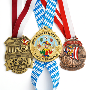Custom Personalized Carnaval Medals Germany Carnival Motif Festival Award Carnival Metal Medals with Ribbon