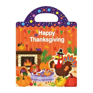 Wholesale Custom Fashion Happy Thanksgiving Day Quiet Jelly Sticker Book for Kids