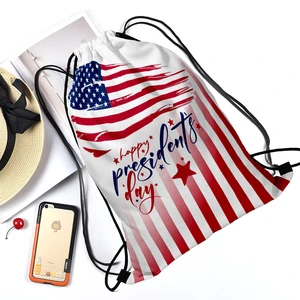 Independence Day Polyester Drawstring Backpack Hot-Selling Sportpack for Holidays Knapsac Patriotism