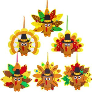 Thanksgiving Turkey Ornaments Decorations 3D Foam Stickers Craft Kit With Pompom Googly Eyes Fall Arts and Crafts