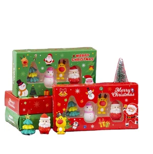 Christmas Eraser Kids Cartoon Removable Puzzle Eraser Santa Snowman Elk Christmas Tree Prizes Cute Stationery Kawaii Products
