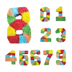Hot Sale Birthday Party Supplies Fillable Candies Confetti 3D Rainbow Color 0-9 Number Paper Pinata