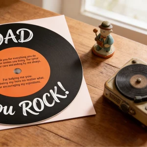 Novelty Vinyl Record Father's Day Card, Funny Greeting Card for Best Dad, Perfect Gift to Express Love & Appreciation