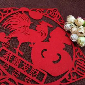 Custom Logo Red Wool Felt Fabric Soft Reusable Lunar New Year Home Wall Decorations Wedding Ceiling Decorations and Gifts