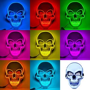 Halloween LED Light Up Mask, 3 Modes Neon Glow EL Wire Mask,Scary Adjustable Costume Mask For Cosplay, Party, Rave And Festival